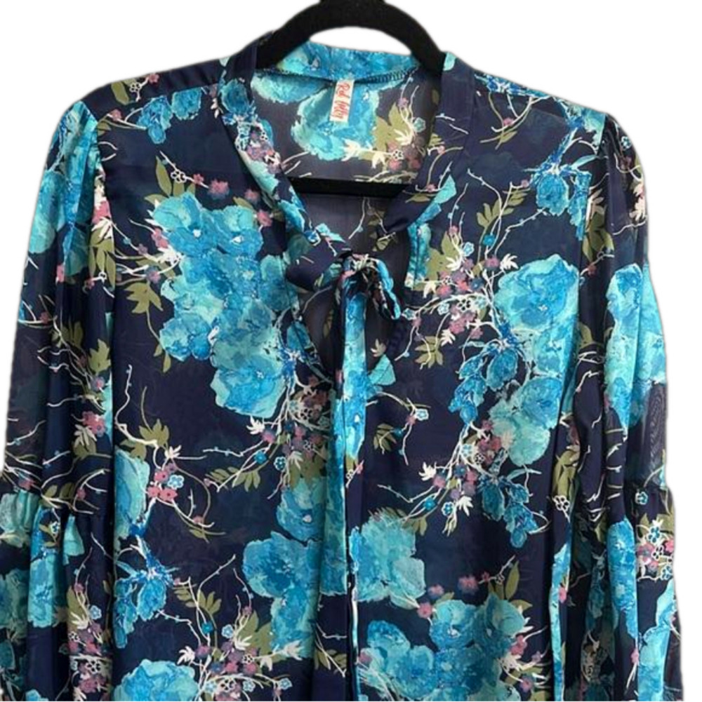 Red Lolly sheer long sleeve floral blouse - Picture 2 of 8